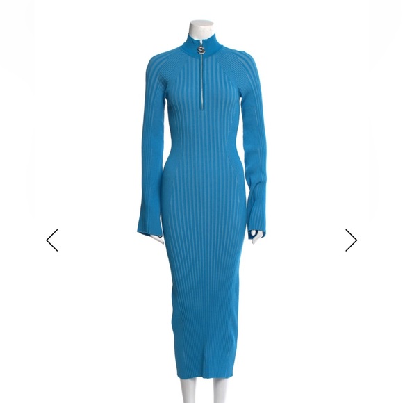 Simon Miller Teal Ribbed Knit Dress - Picture 1 of 6